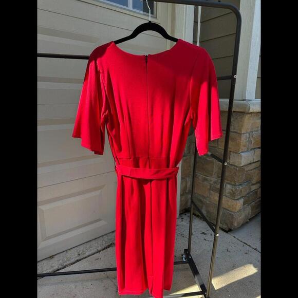 Brigitte Brianna Red Knee-Length Belted Dress Womens Fashion - Picture 2 of 6
